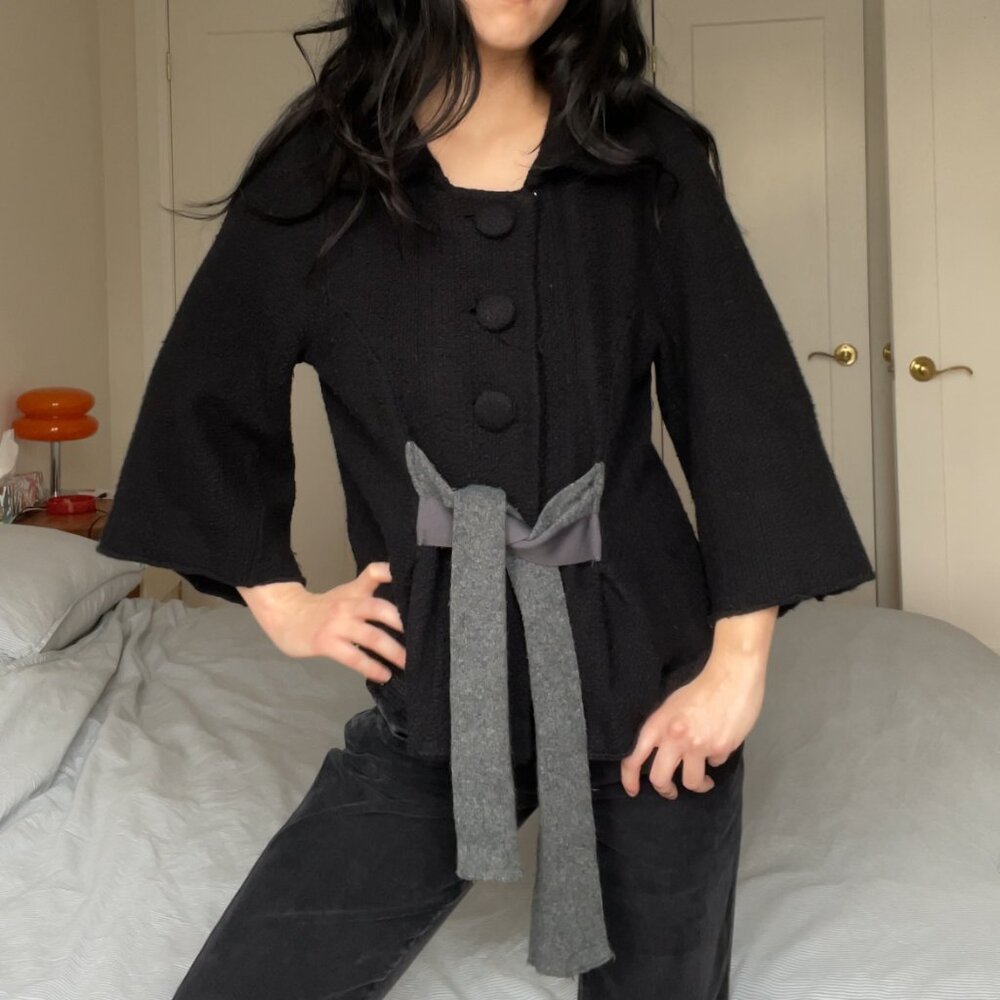 Vintage Mercer and Madison Button Tie Jacket w Cropped Sleeve